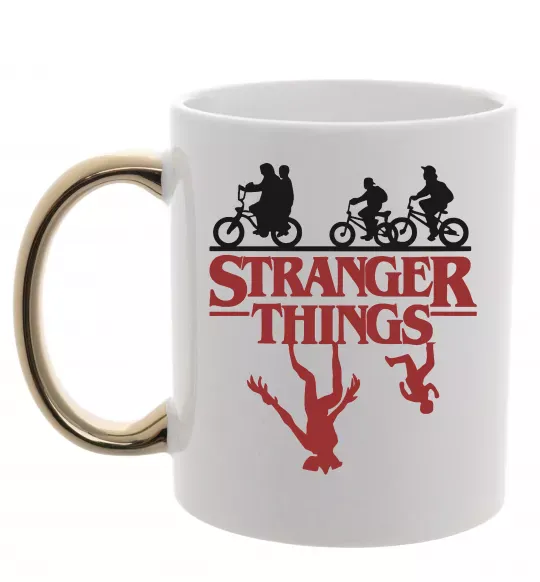 Чашка з кольоровою ручкою Stranger things Золото фото