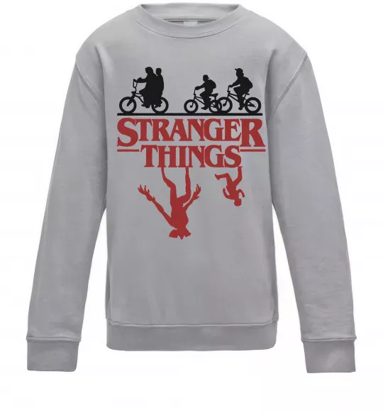 Детский Свитшот Stranger things Серый меланж фото