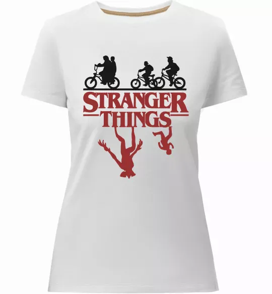 Женская премиум футболка Stranger things Белый фото