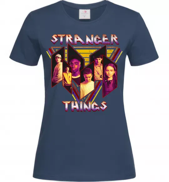 Жіноча футболка Stranger things герої Темно-синій фото