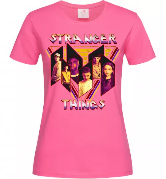 Жіноча футболка Stranger things герої Яскраво-рожевий фото