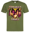 Мужская футболка Stranger things герої Оливковый фото