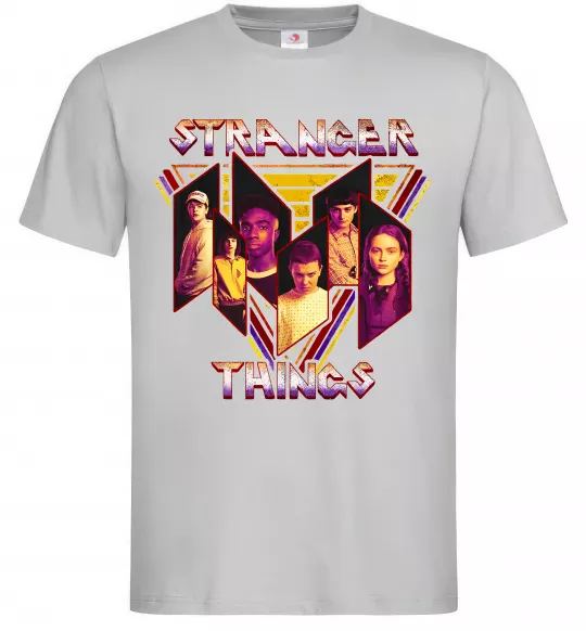 Мужская футболка Stranger things герої Серый фото