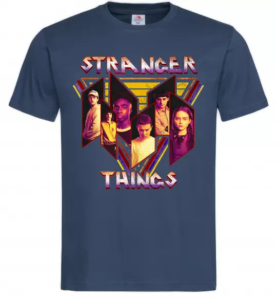 Мужская футболка Stranger things герої Темно-синий фото