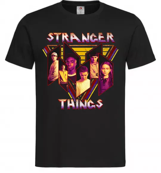 Мужская футболка Stranger things герої Черный фото