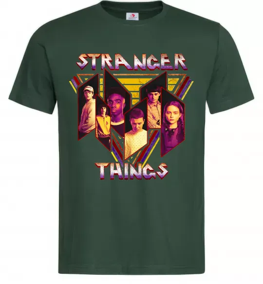 Мужская футболка Stranger things герої Темно-зеленый фото