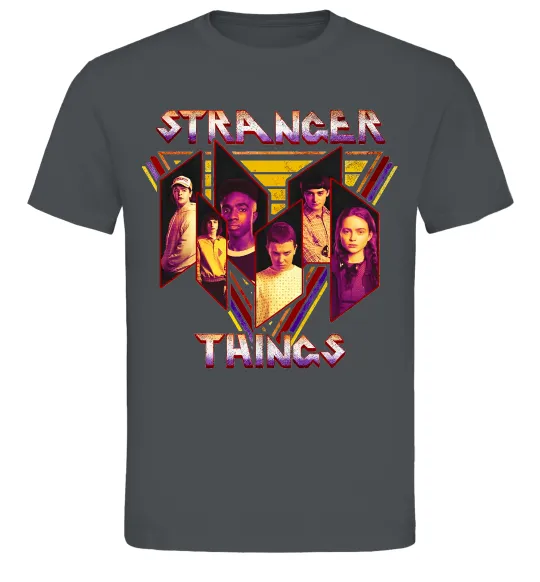 Мужская футболка Stranger things герої Графит фото