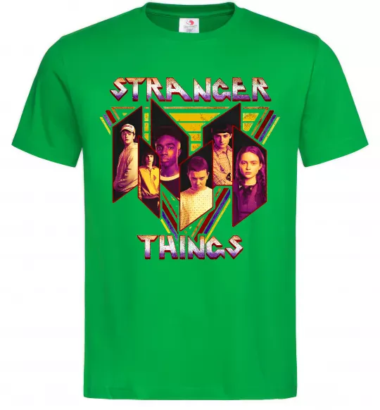 Мужская футболка Stranger things герої Зеленый фото