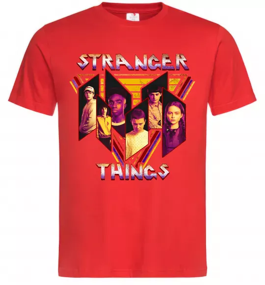 Мужская футболка Stranger things герої Красный фото