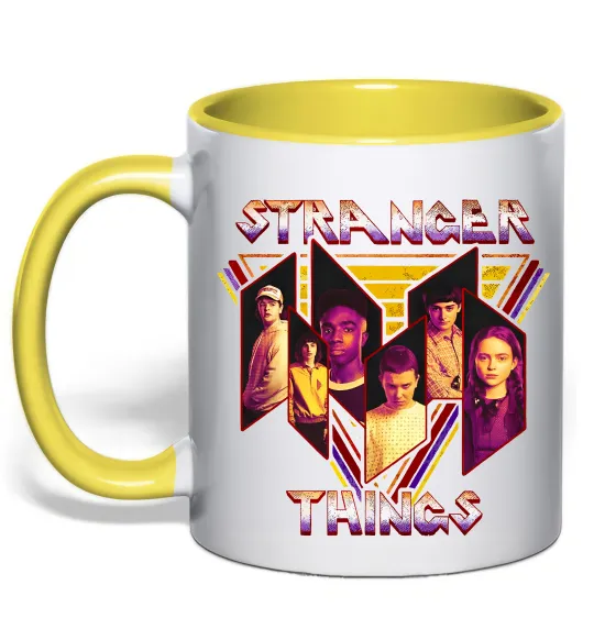 Чашка з кольоровою ручкою Stranger things герої Лимонний фото