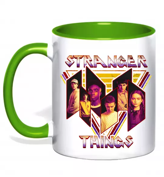 Чашка с цветной ручкой Stranger things герої Зеленый фото