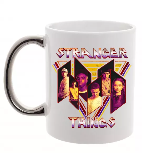 Чашка с цветной ручкой Stranger things герої Серебро фото