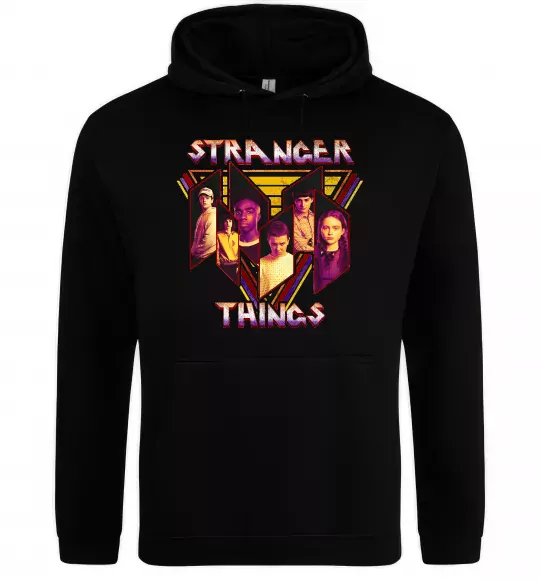 Чоловіча толстовка (худі) Stranger things герої Чорний фото