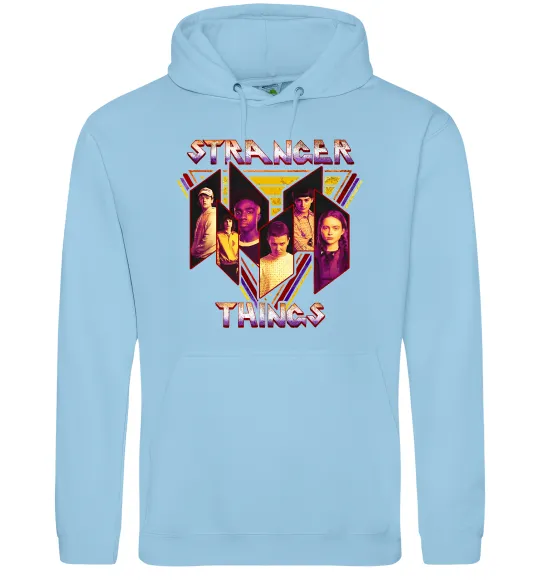 Чоловіча толстовка (худі) Stranger things герої Блакитний фото