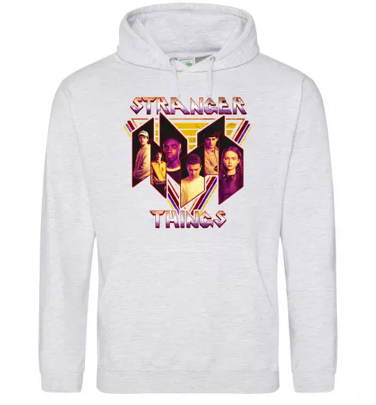Женская толстовка (худи) Stranger things герої Серый меланж фото