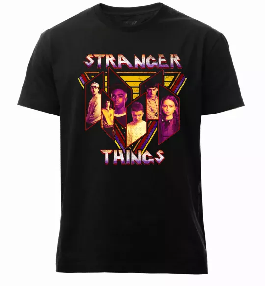 Чоловіча преміум футболка Stranger things герої Чорний фото