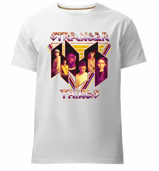 Чоловіча преміум футболка Stranger things герої Білий фото