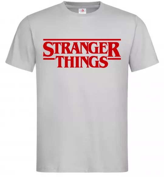 Мужская футболка Stranger things logo Серый фото
