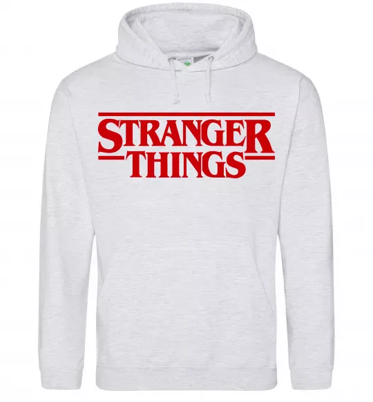 Мужская толстовка (худи) Stranger things logo Серый меланж фото