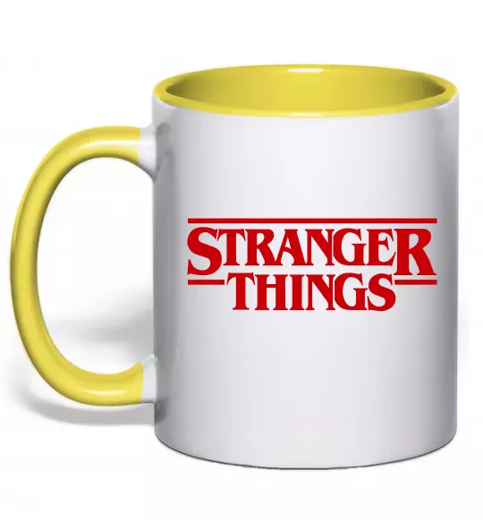 Чашка с цветной ручкой Stranger things logo Солнечно желтый фото
