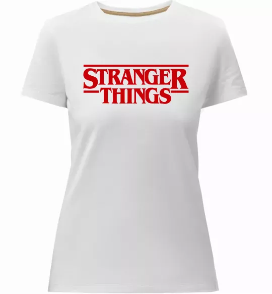 Женская премиум футболка Stranger things logo Белый фото