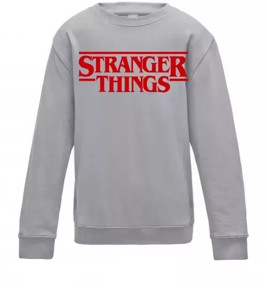 Детский Свитшот Stranger things logo Серый меланж фото