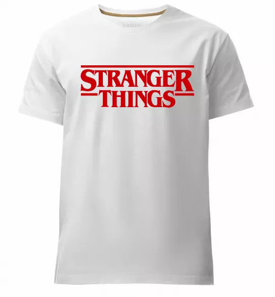 Чоловіча преміум футболка Stranger things logo Білий фото