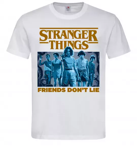 Чоловіча футболка Friends don`t lie Stranger things Білий фото
