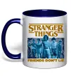 Чашка з кольоровою ручкою Friends don`t lie Stranger things Глибокий темно-синій фото