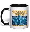 Чашка з кольоровою ручкою Friends don`t lie Stranger things Чорний фото
