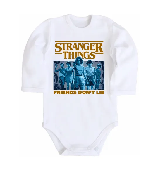 Детский боди Friends don`t lie Stranger things Белый фото