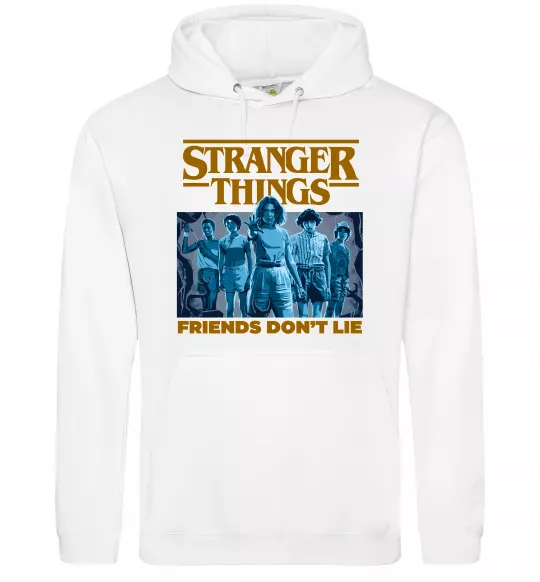 Чоловіча толстовка (худі) Friends don`t lie Stranger things Білий фото
