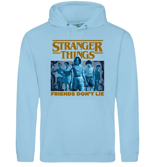 Чоловіча толстовка (худі) Friends don`t lie Stranger things Блакитний фото