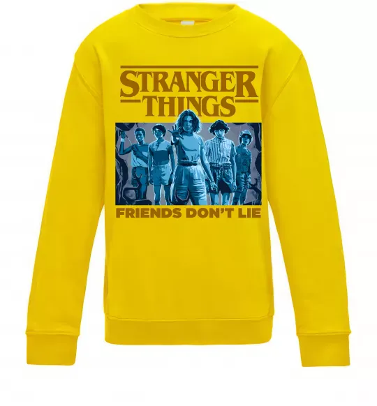 Детский Свитшот Friends don`t lie Stranger things Солнечно желтый фото