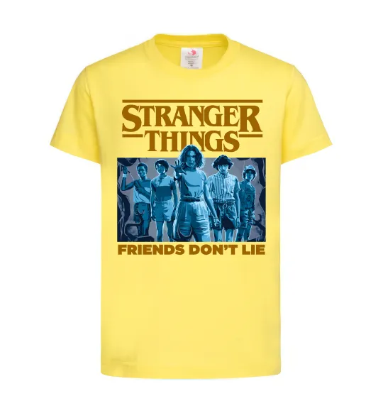 Дитяча футболка Friends don`t lie Stranger things Лимонний фото