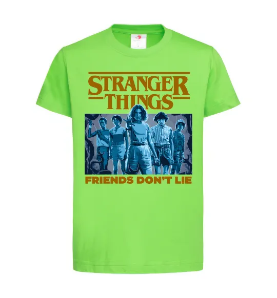Дитяча футболка Friends don`t lie Stranger things Лаймовий фото