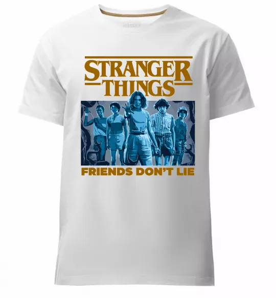 Чоловіча преміум футболка Friends don`t lie Stranger things Білий фото