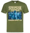 Чоловіча футболка Friends don`t lie Stranger things Оливковий фото