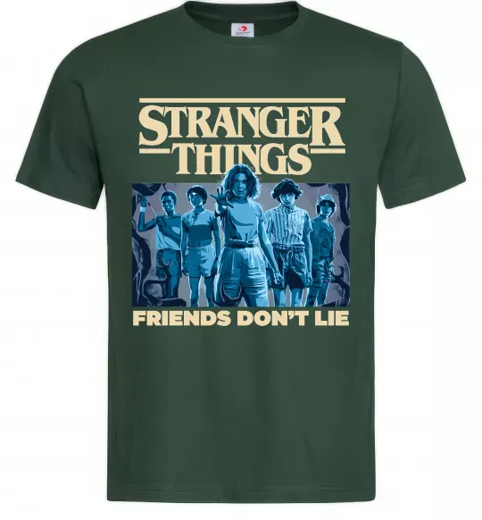 Чоловіча футболка Friends don`t lie Stranger things Темно-зелений фото