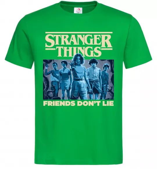 Чоловіча футболка Friends don`t lie Stranger things Зелений фото