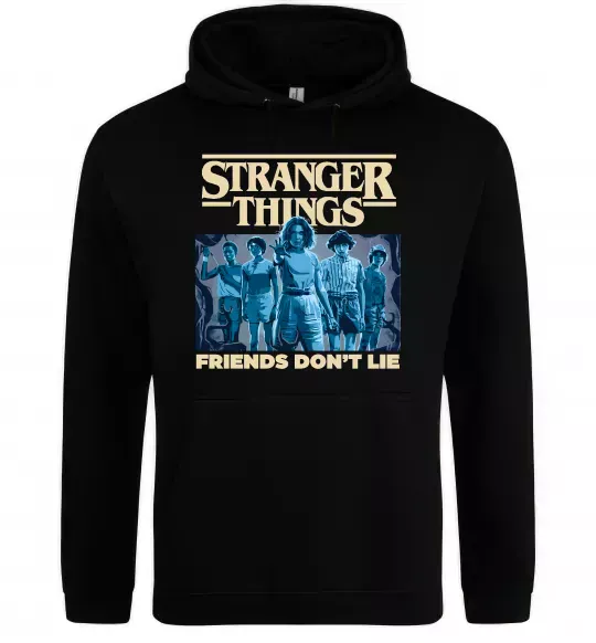 Чоловіча толстовка (худі) Friends don`t lie Stranger things Чорний фото