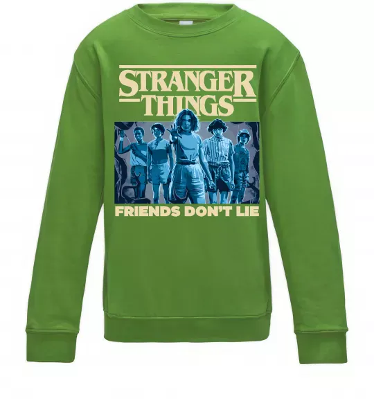 Детский Свитшот Friends don`t lie Stranger things Лаймовый фото