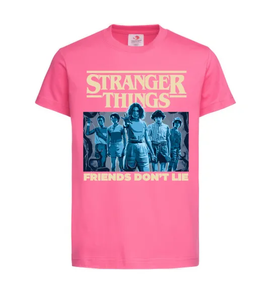 Дитяча футболка Friends don`t lie Stranger things Яскраво-рожевий фото
