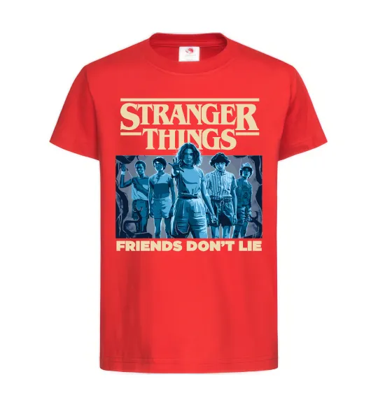Дитяча футболка Friends don`t lie Stranger things Червоний фото