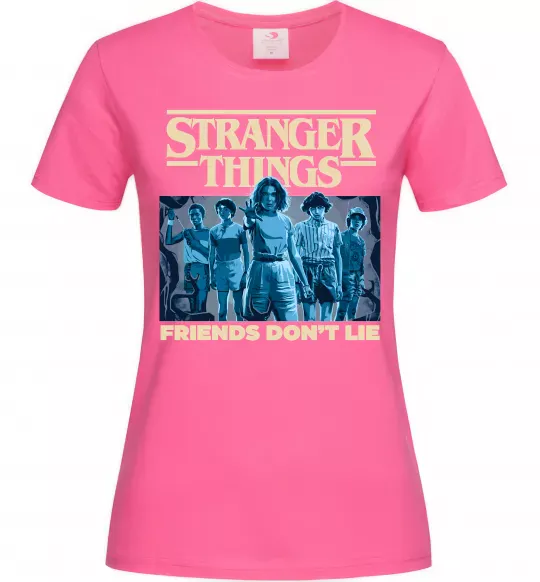 Женская футболка Friends don`t lie Stranger things Ярко-розовый фото