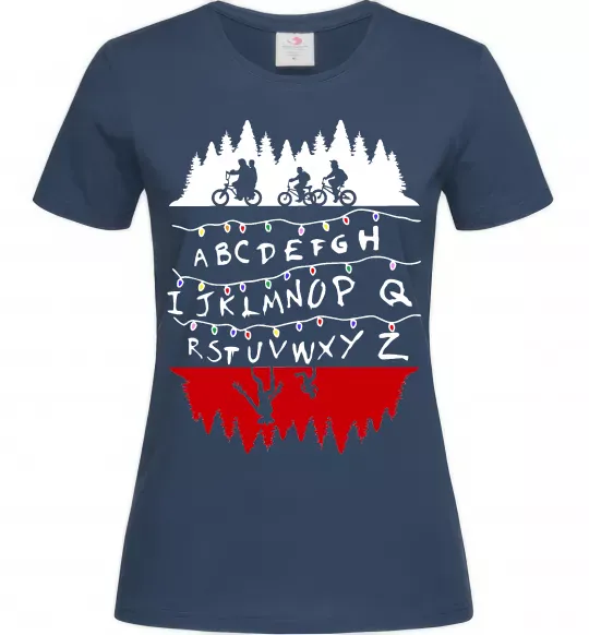 Женская футболка Stranger things ABCD Темно-синий фото