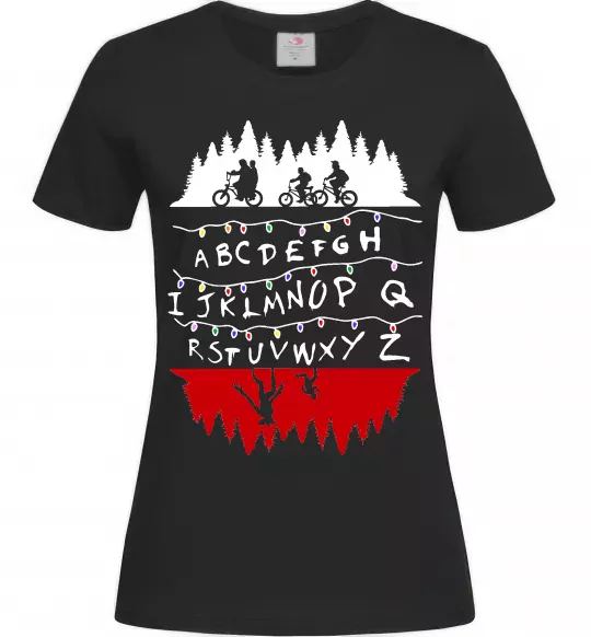 Женская футболка Stranger things ABCD Черный фото