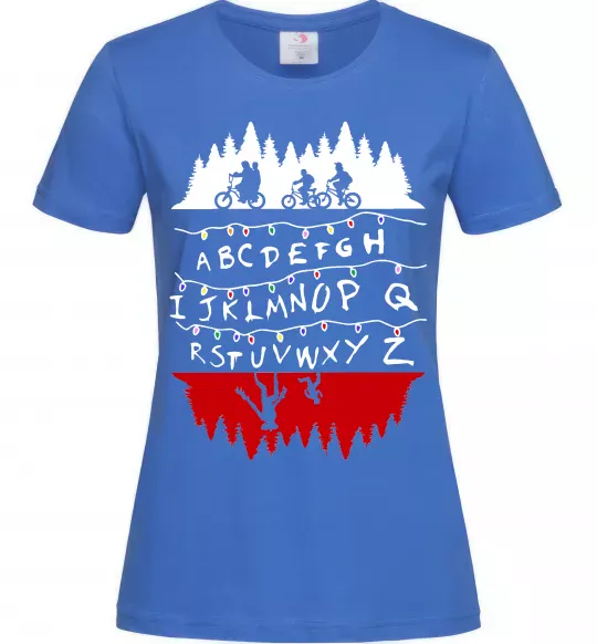 Женская футболка Stranger things ABCD Ярко-синий фото