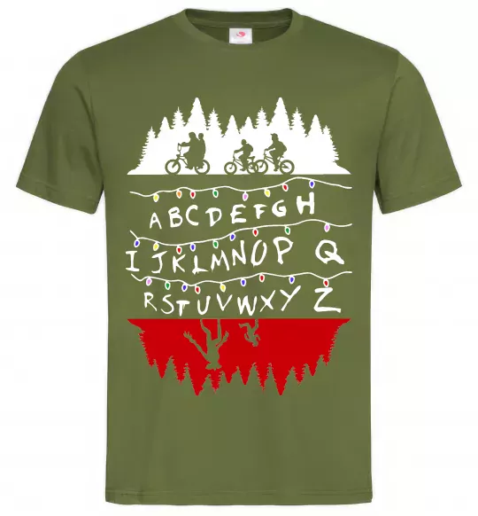 Мужская футболка Stranger things ABCD Оливковый фото