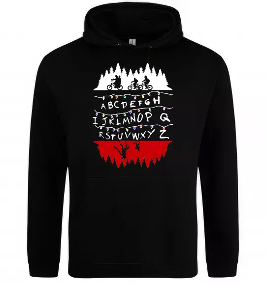 Мужская толстовка (худи) Stranger things ABCD Черный фото